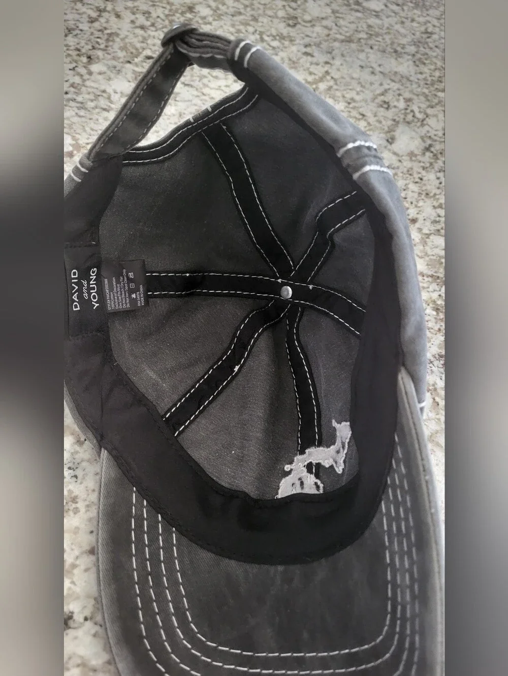 David and Young Gray Distressed Baseball Cap with Michigan State Patch